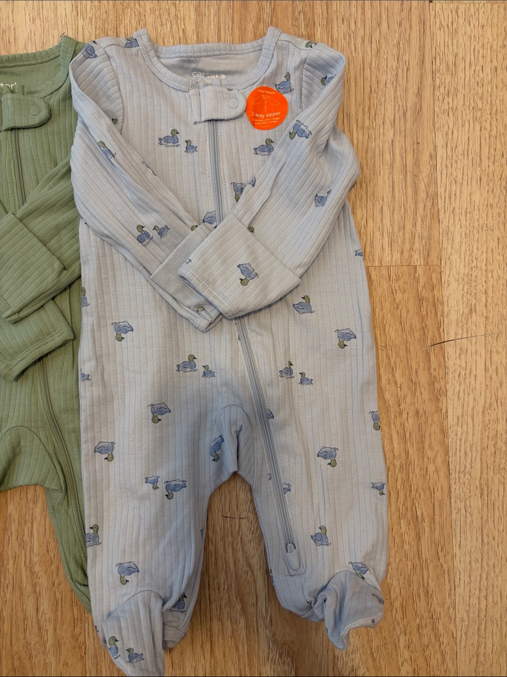 4 Carter's Ribbed Footed One-Pieces - Picture 3 of 6